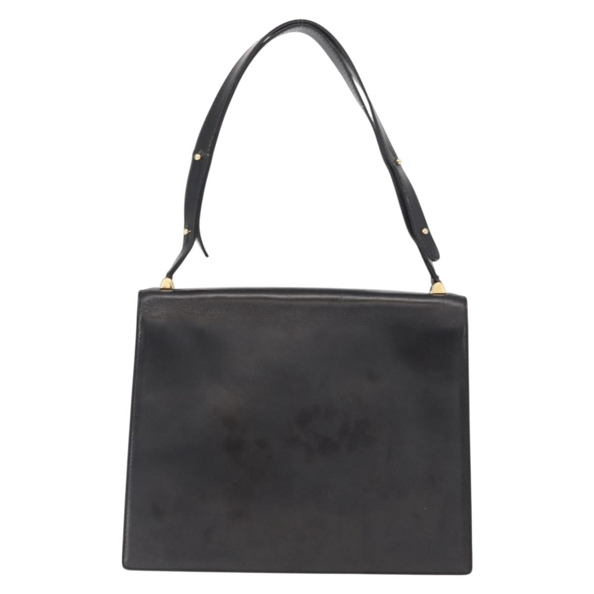 LOUIS VUITTON Opera Line Delph Shoulder Bag Leather Black M63932 LV Auth bs32024