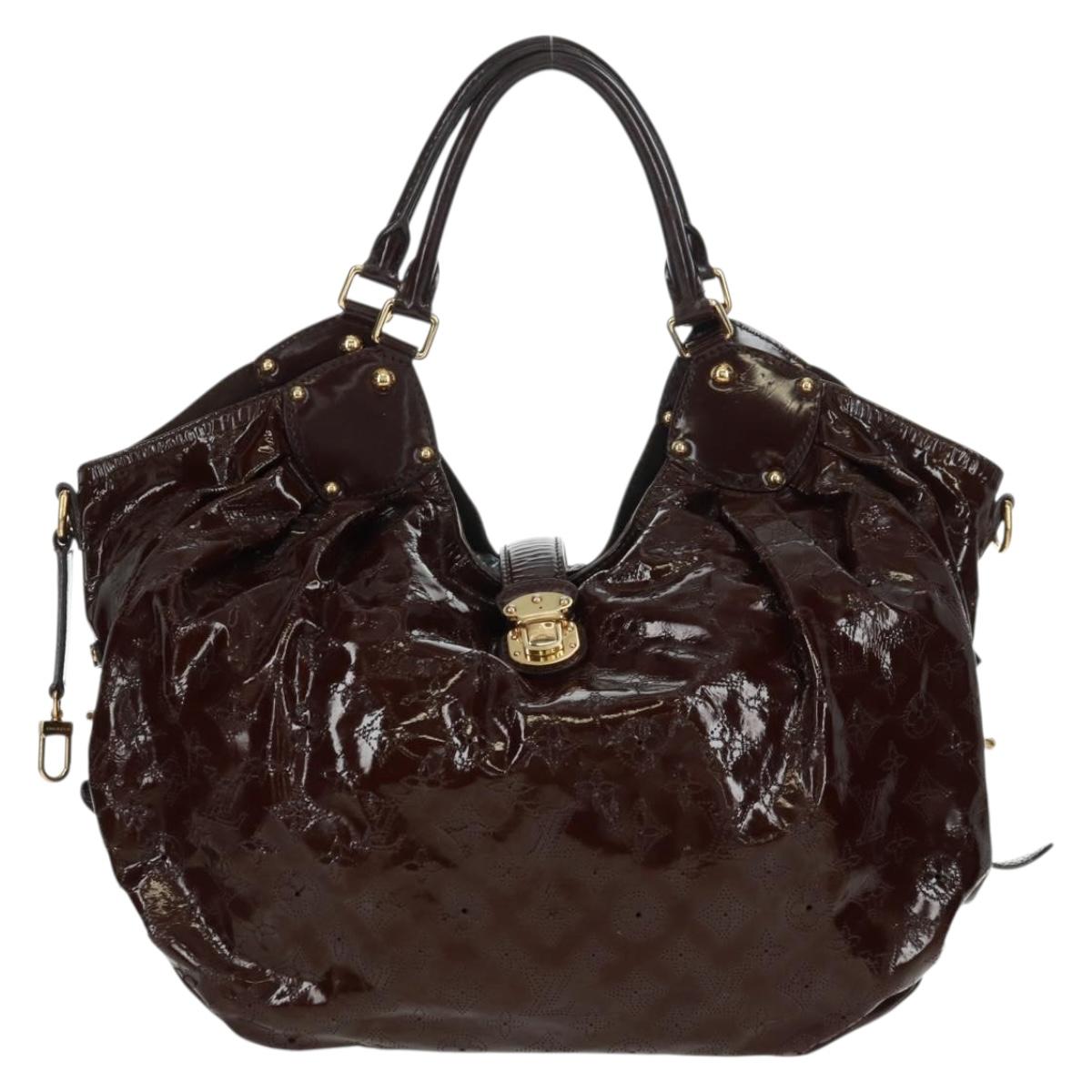 LOUIS VUITTON Mahina Surya XL Tote Bag Enamel Brown M95797 LV Auth bs32025