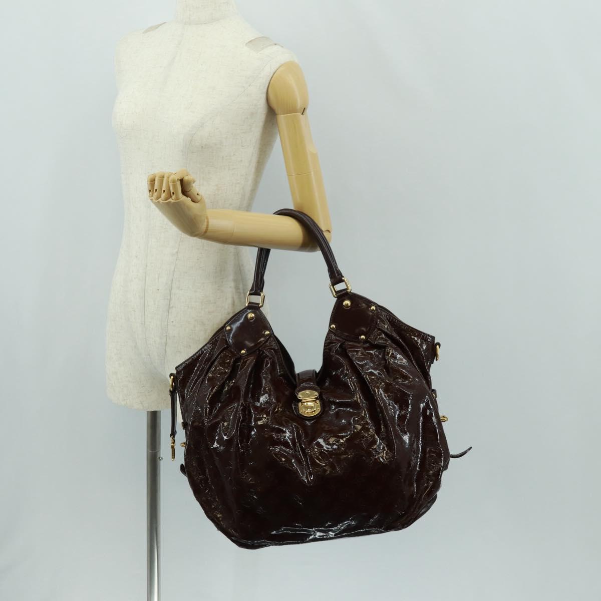 LOUIS VUITTON Mahina Surya XL Tote Bag Enamel Brown M95797 LV Auth bs32025