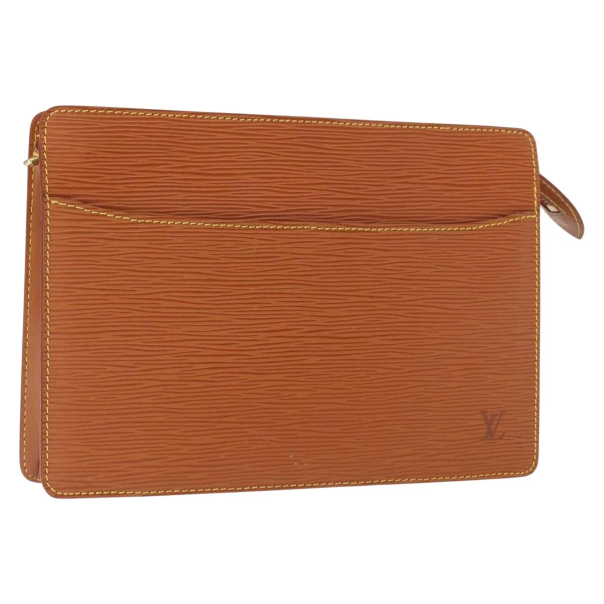 LOUIS VUITTON Epi Pochette Homme Bag Brown Zipangu Gold M52528 LV Auth bs32026