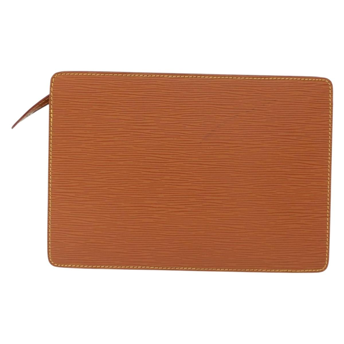 LOUIS VUITTON Epi Pochette Homme Bag Brown Zipangu Gold M52528 LV Auth bs32026