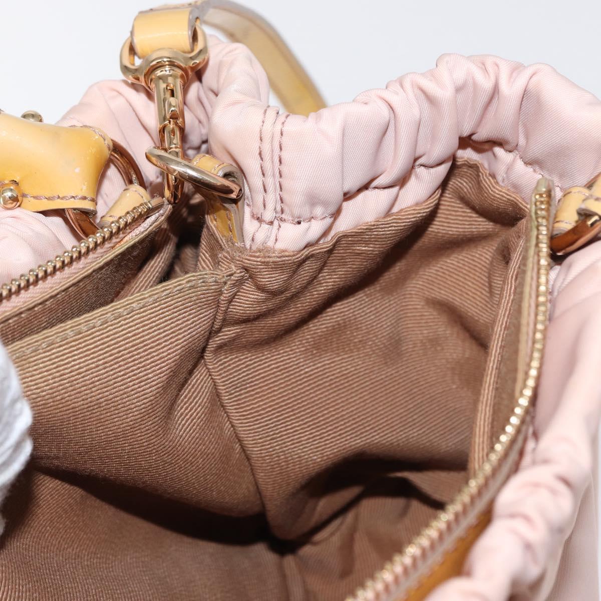 Salvatore Ferragamo Vala Hand Bag Nylon 2way Pink Gold Auth bs32036