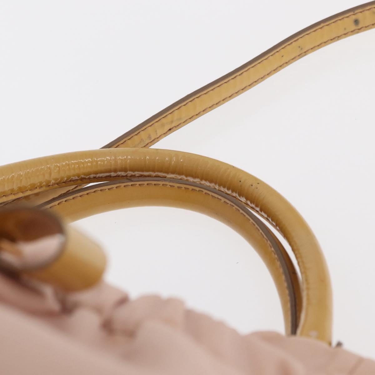 Salvatore Ferragamo Vala Hand Bag Nylon 2way Pink Gold Auth bs32036