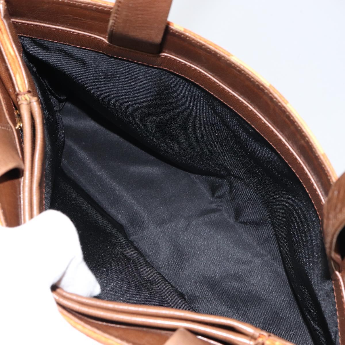 BVLGARI Tote Bag Nylon Leather Orange Gold Auth bs32037