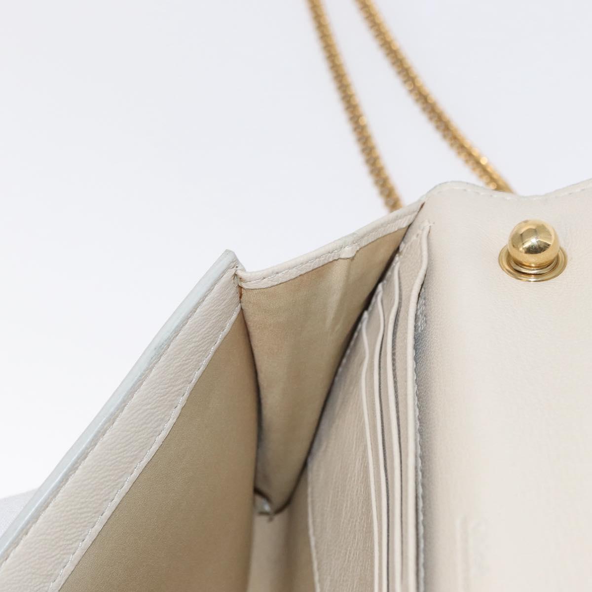 Chloe Chain Shoulder Bag Leather Beige Gold Auth bs32038