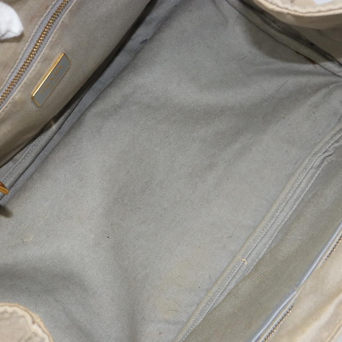 PRADA Kanapa MM Tote Bag Canvas Beige Gold Auth bs32043