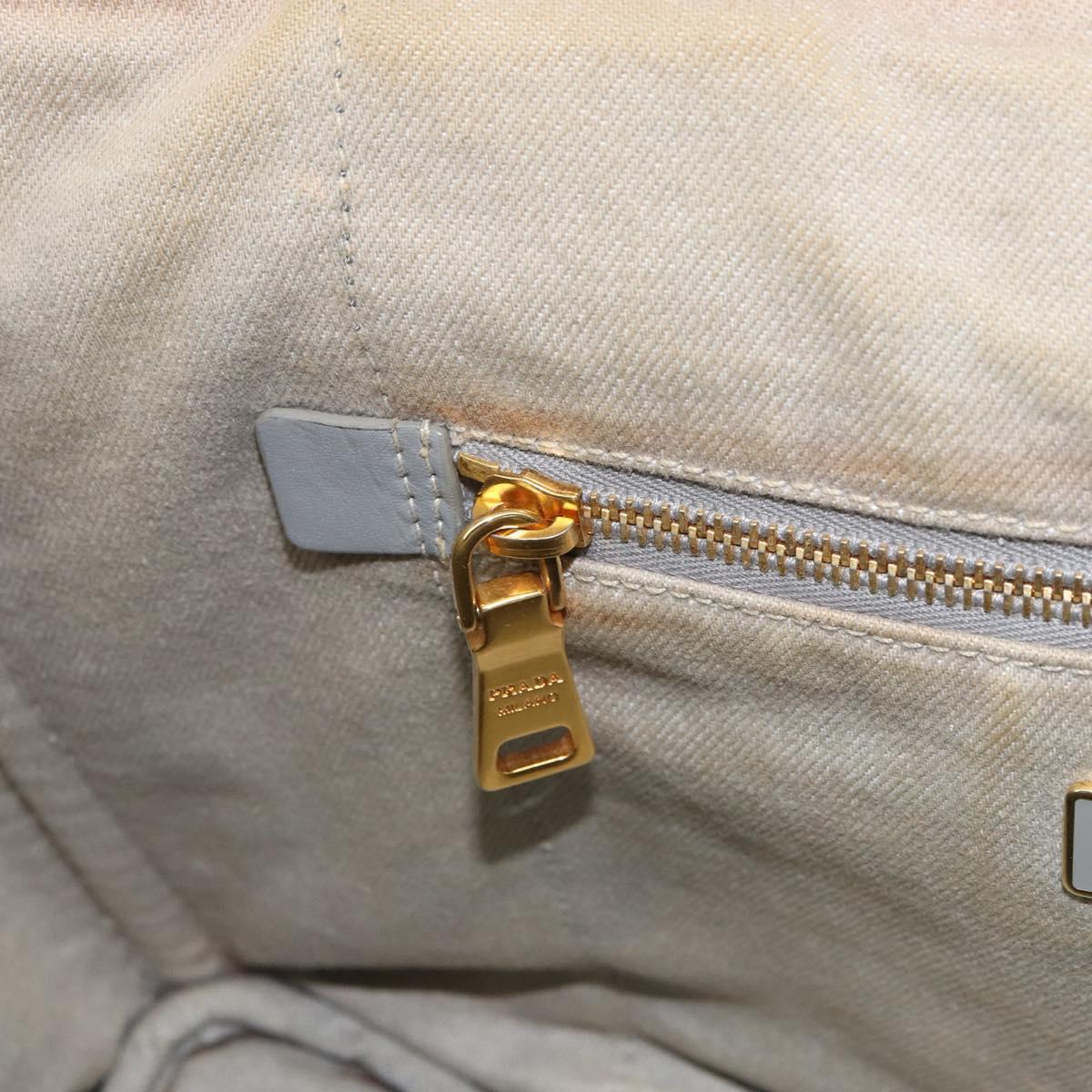 PRADA Kanapa MM Tote Bag Canvas Beige Gold Auth bs32043
