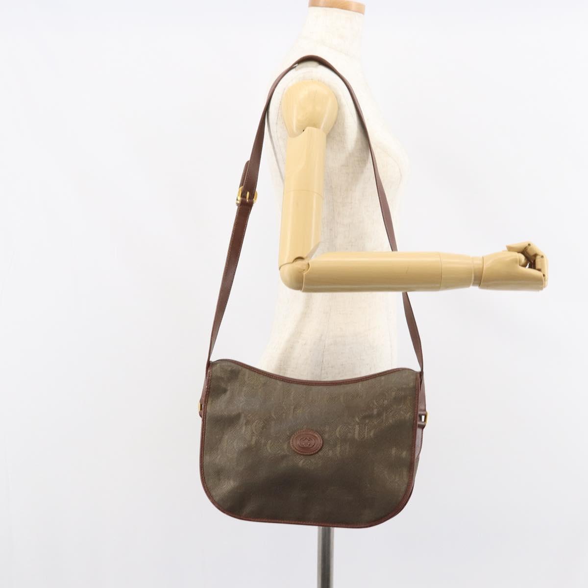 GUCCI Shoulder Bag Canvas Brown Gold 001 23 1036 Auth bs32044