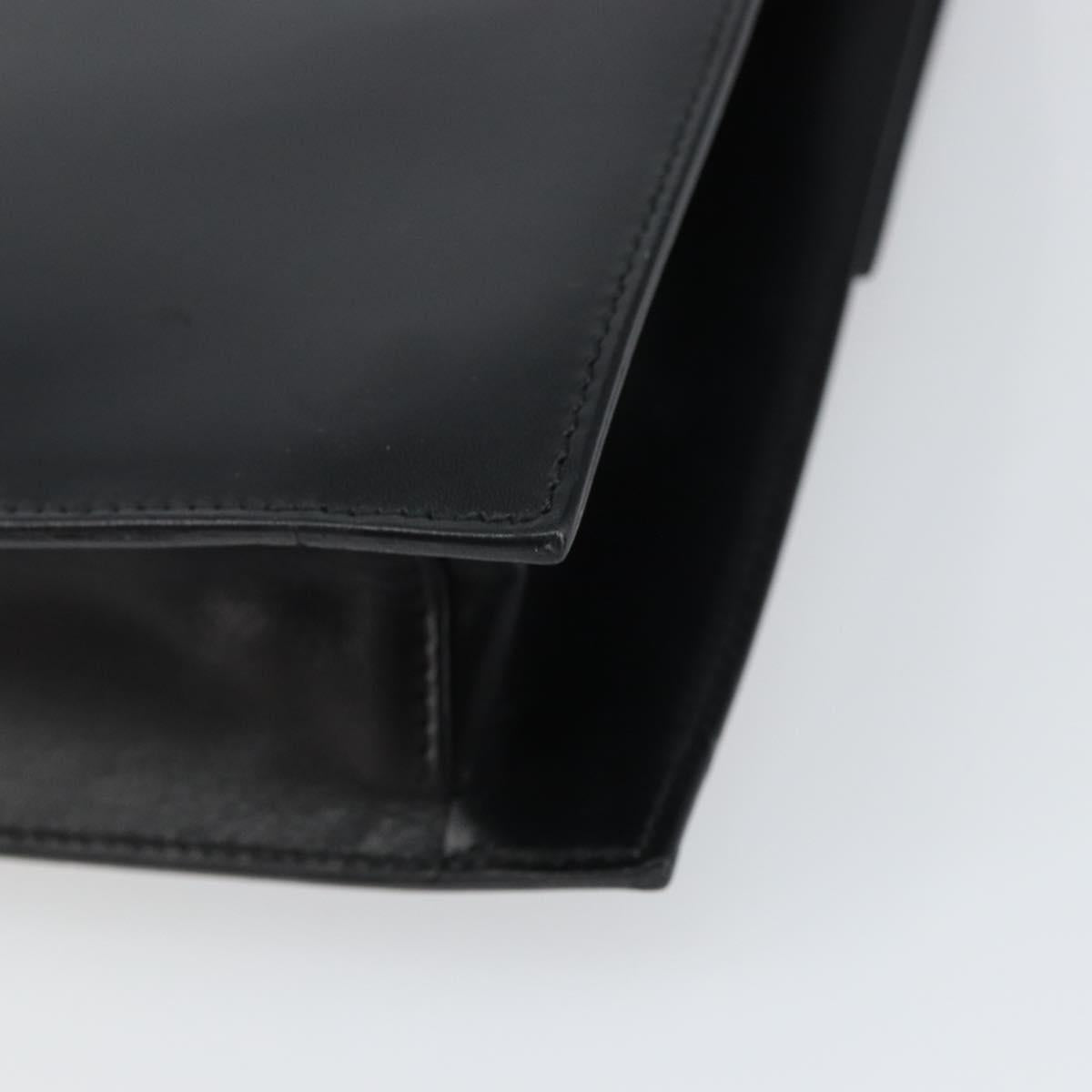 GUCCI Shoulder Bag Leather outlet Black Silver Auth bs32045