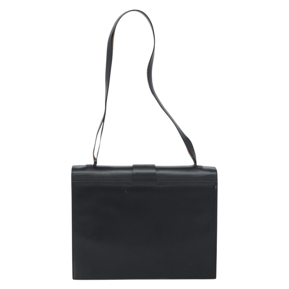 GUCCI Shoulder Bag Leather outlet Black Silver Auth bs32045