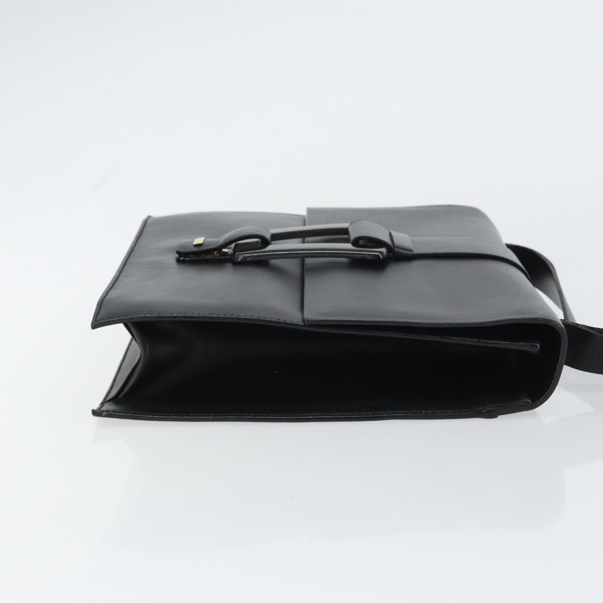 GUCCI Shoulder Bag Leather outlet Black Silver Auth bs32045