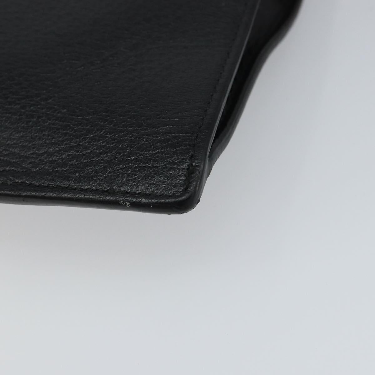 GUCCI Web Sherry Line Clutch Bag Leather Black Gold 428758 Auth bs32046
