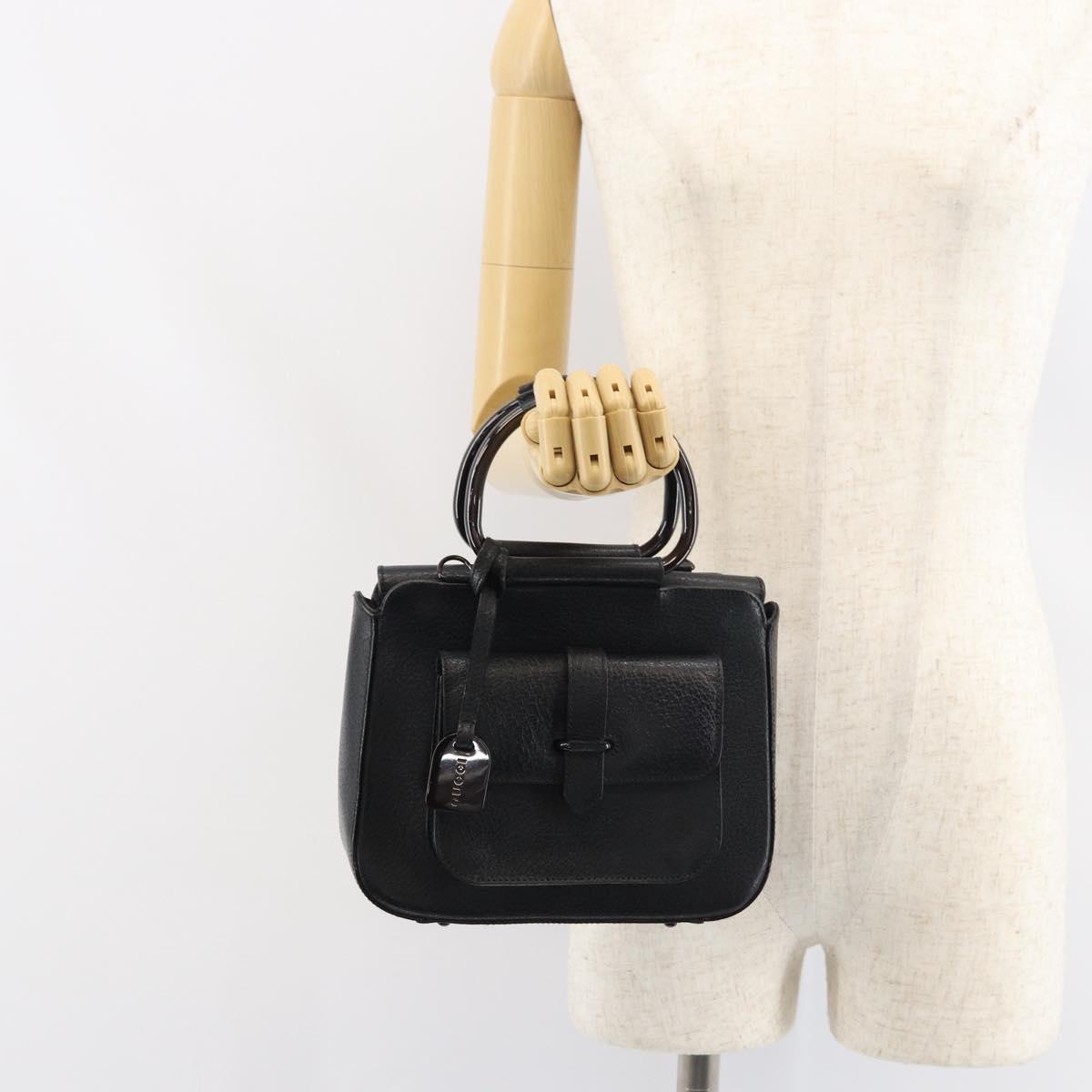GUCCI Hand Bag Leather Black 000 2058 0308 6 Auth bs32047