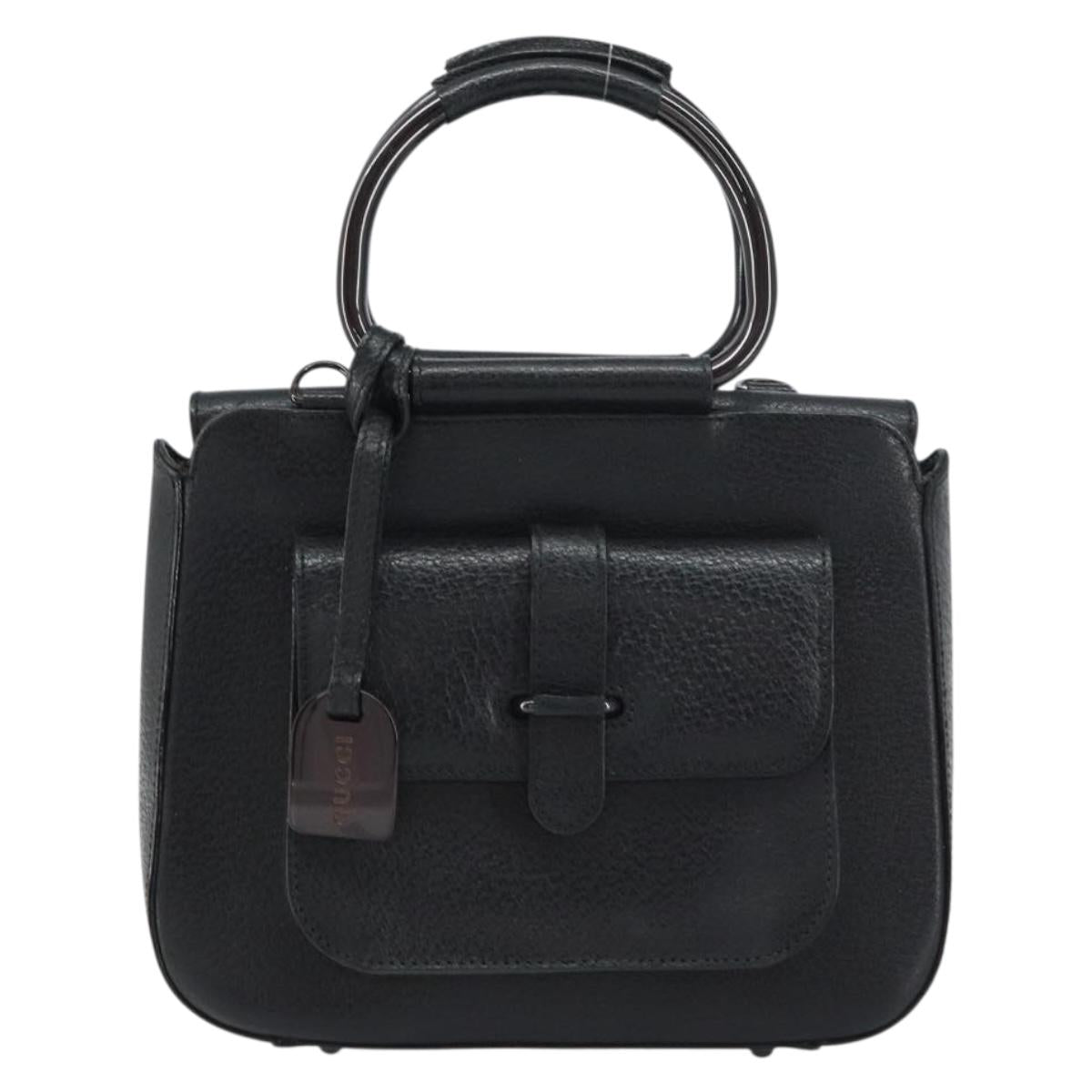 GUCCI Hand Bag Leather Black 000 2058 0308 6 Auth bs32047