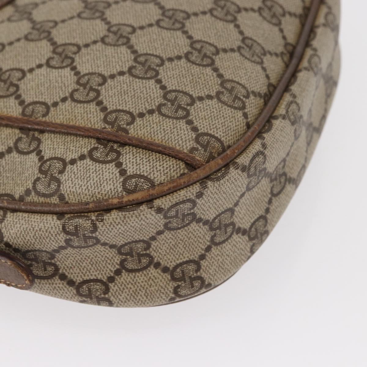 GUCCI GG Supreme Web Sherry Line Shoulder Bag PVC Beige Gold Auth bs32048