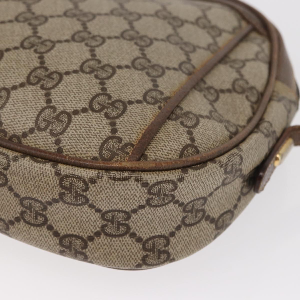 GUCCI GG Supreme Web Sherry Line Shoulder Bag PVC Beige Gold Auth bs32048
