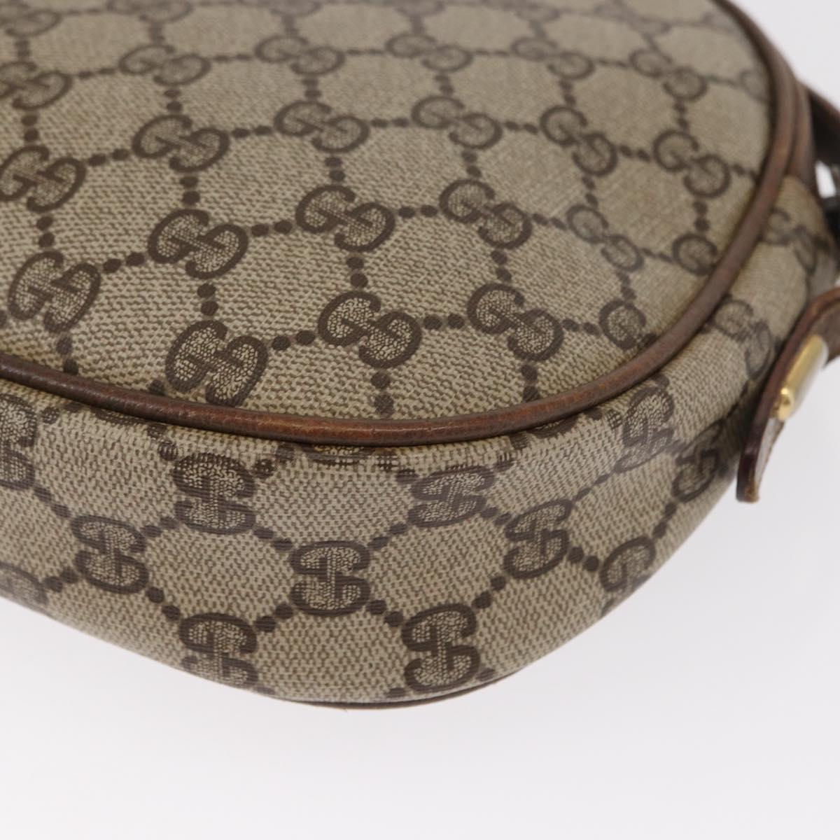 GUCCI GG Supreme Web Sherry Line Shoulder Bag PVC Beige Gold Auth bs32048