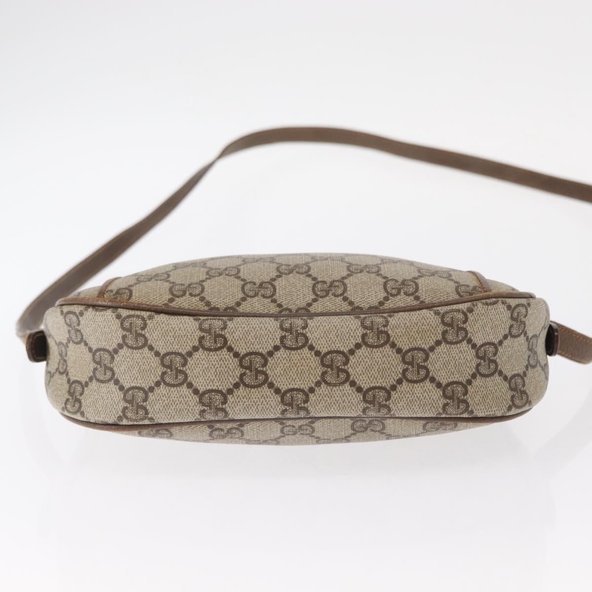 GUCCI GG Supreme Web Sherry Line Shoulder Bag PVC Beige Gold Auth bs32048