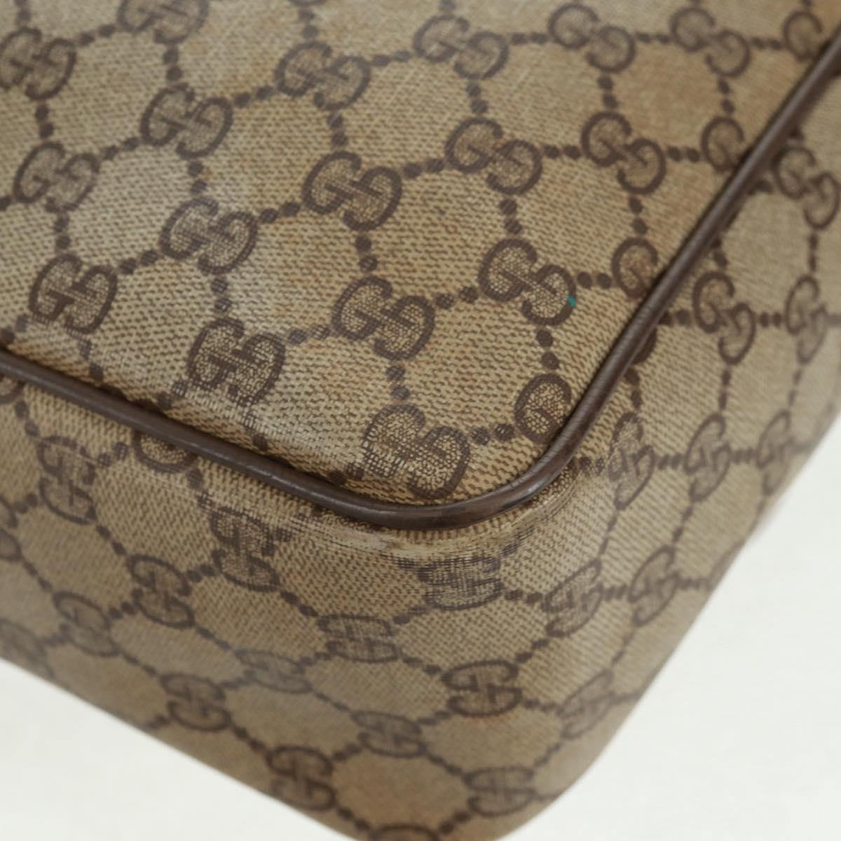 GUCCI GG Supreme Web Sherry Line Bag PVC Beige Gold 904 02 064 Auth bs32049