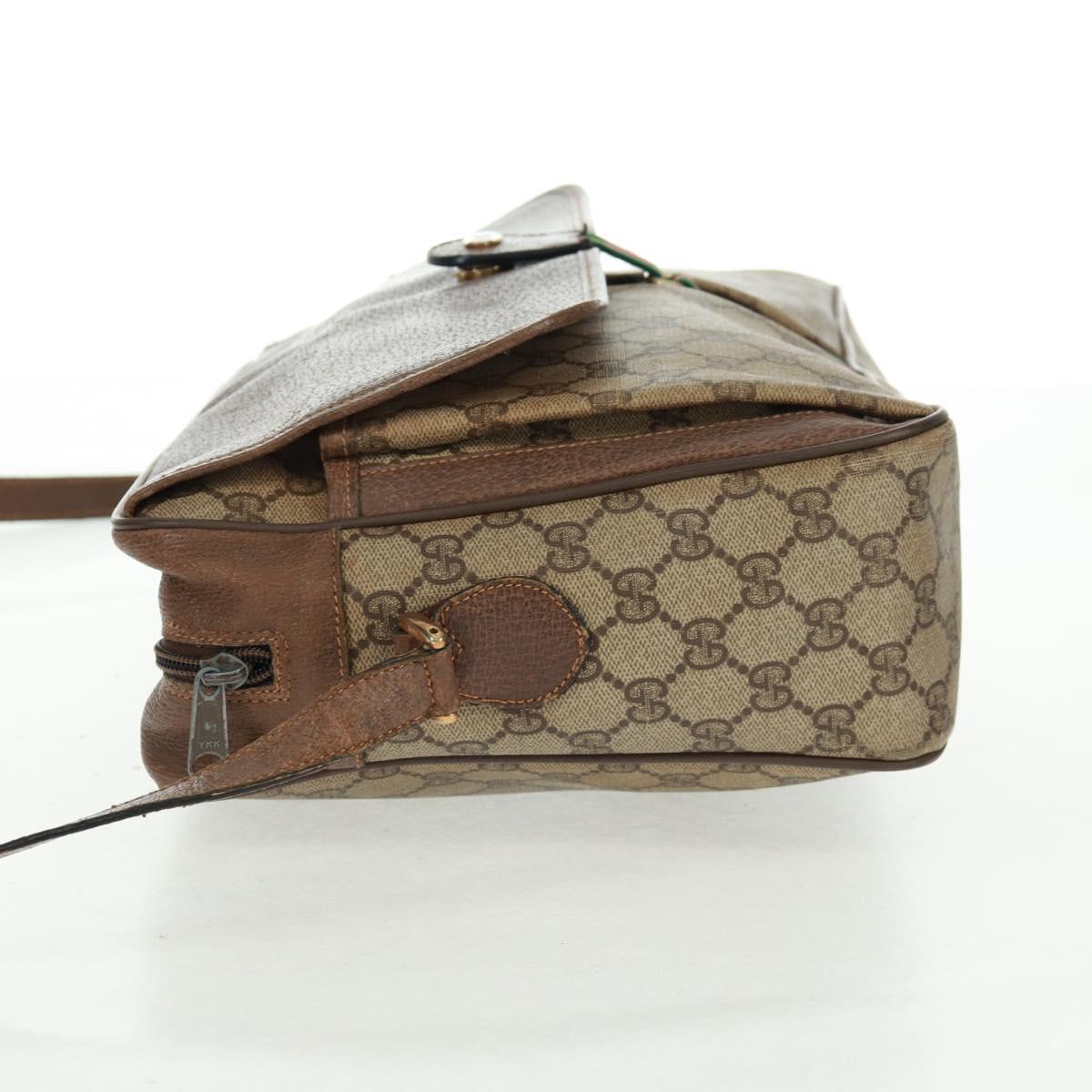 GUCCI GG Supreme Web Sherry Line Bag PVC Beige Gold 904 02 064 Auth bs32049