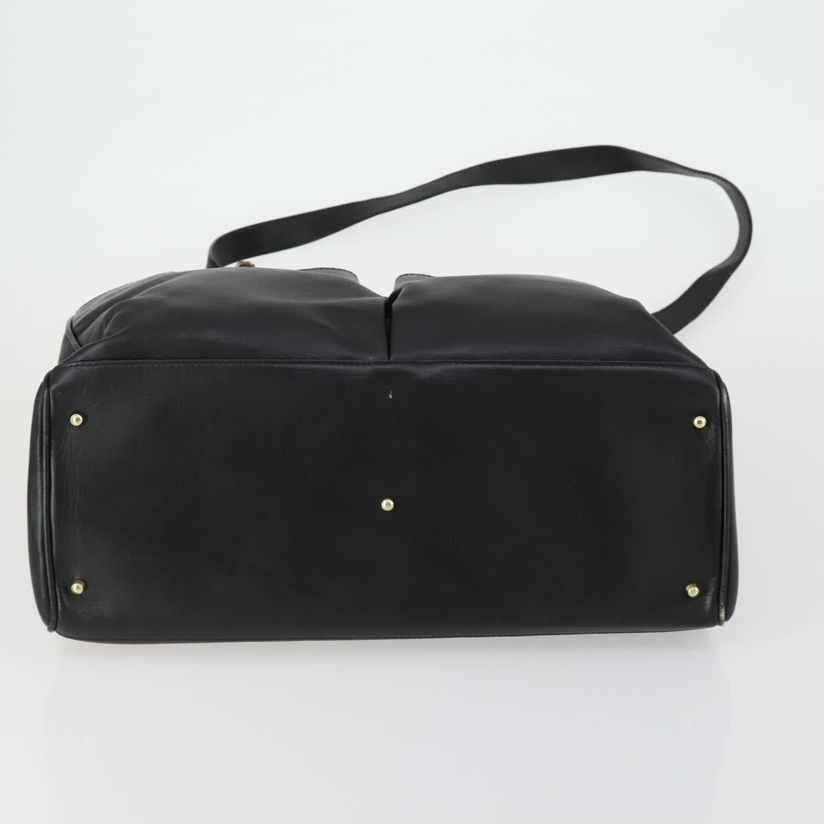 GUCCI Bamboo Hand Bag Leather Black Gold 002 123 0322 Auth bs32053