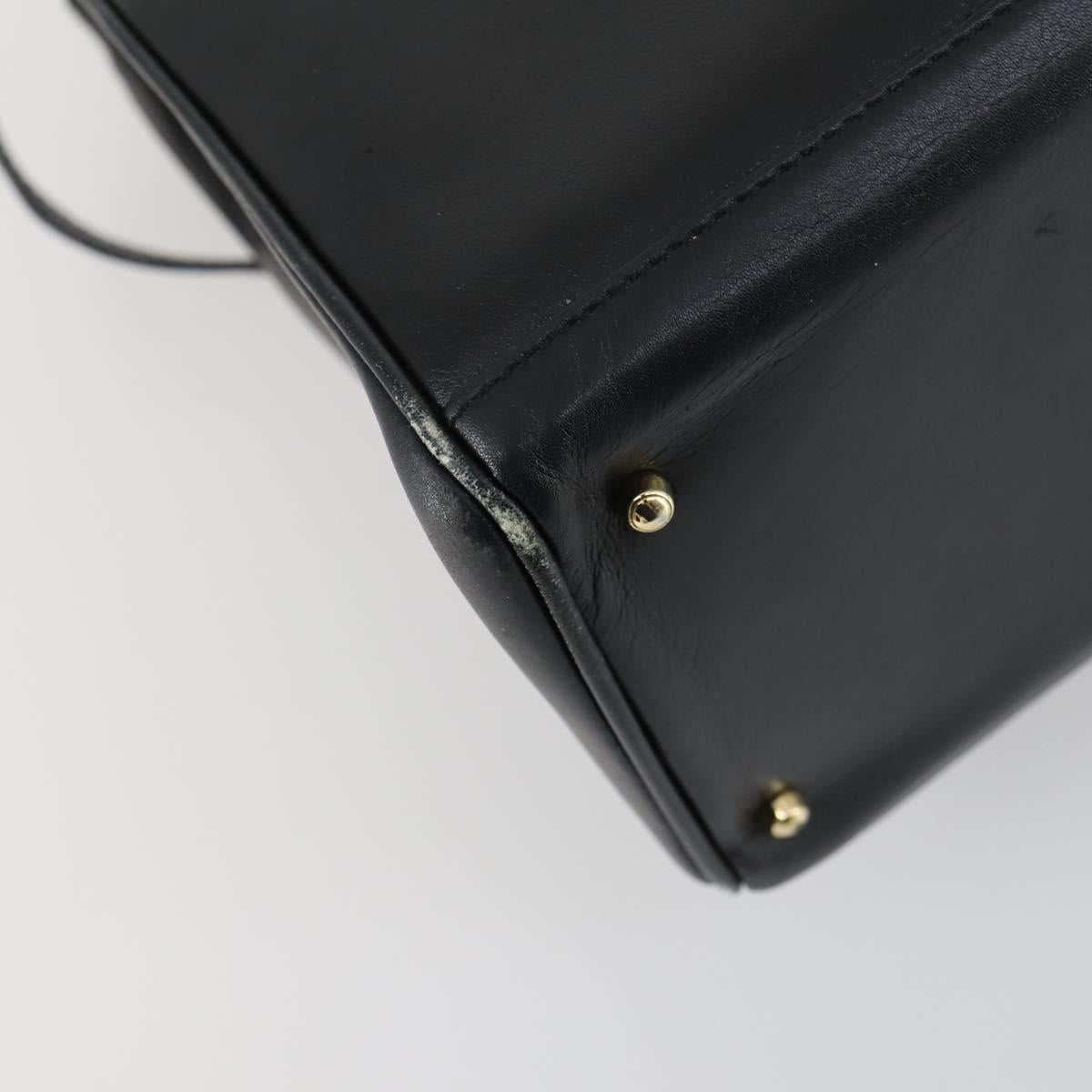 GUCCI Bamboo Hand Bag Leather Black Gold 002 123 0322 Auth bs32053