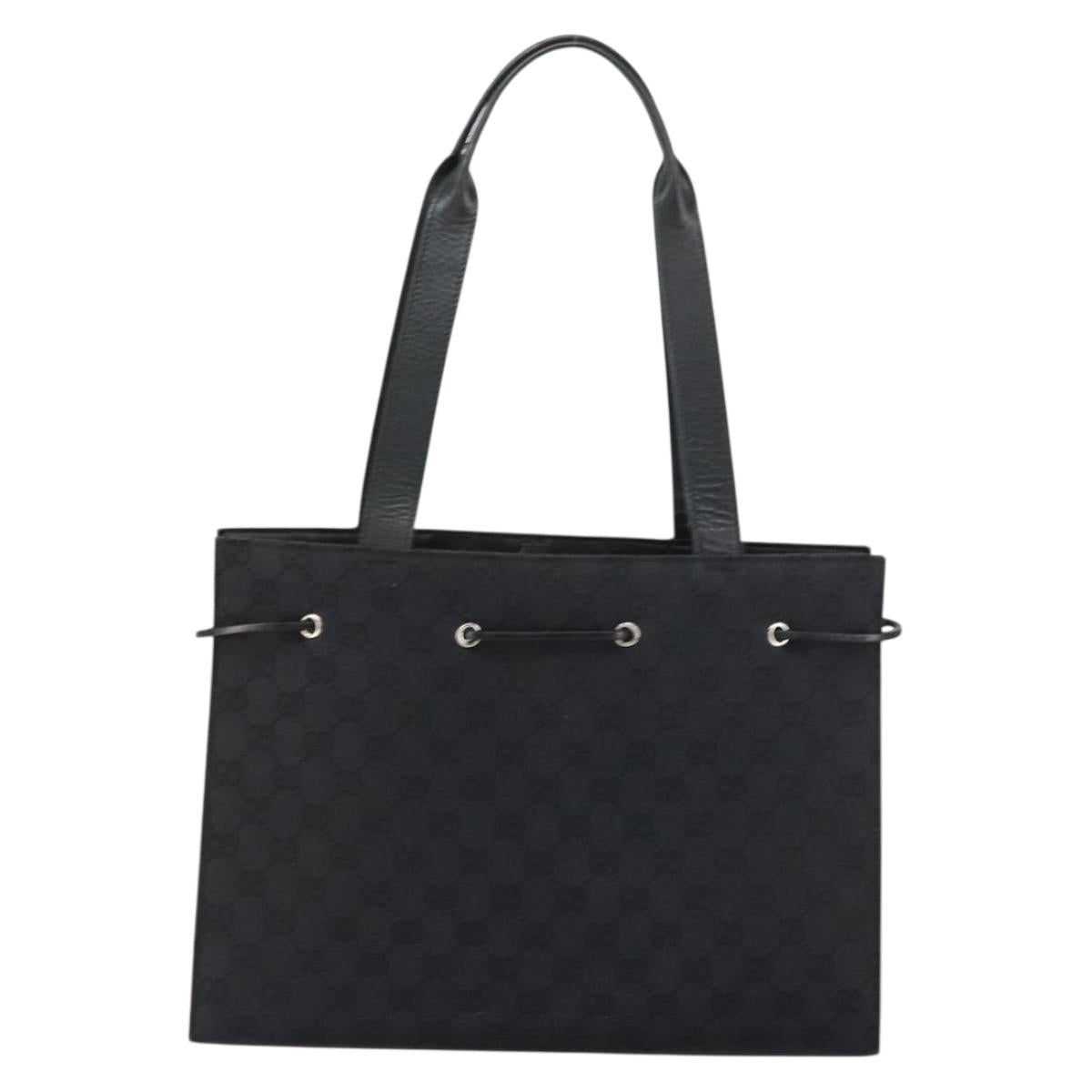 GUCCI GG Canvas Tote Bag Black Gold 002 1053 Auth bs32057