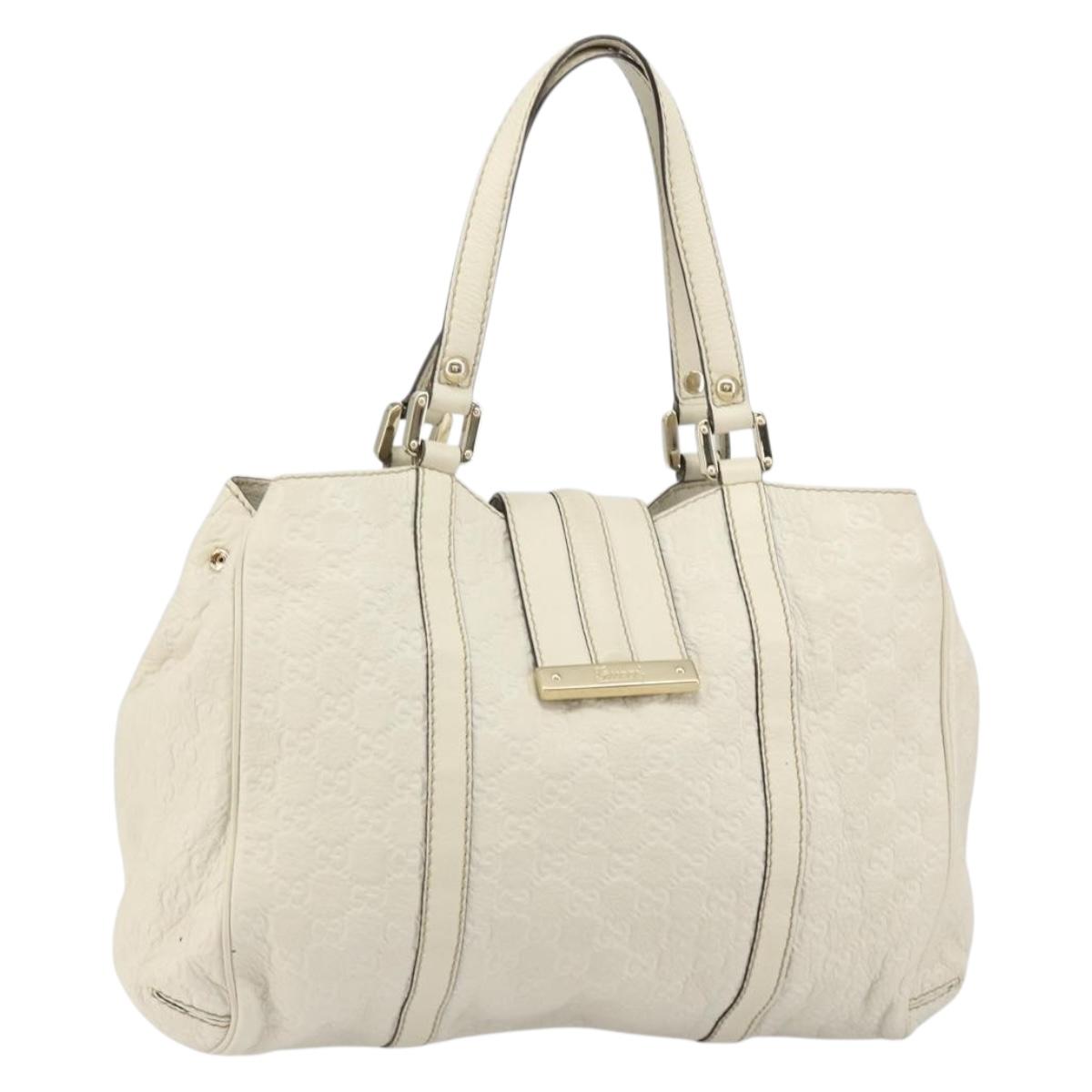 GUCCI GG Canvas Guccissima Guccissima Tote Bag Leather White Gold Auth bs32060