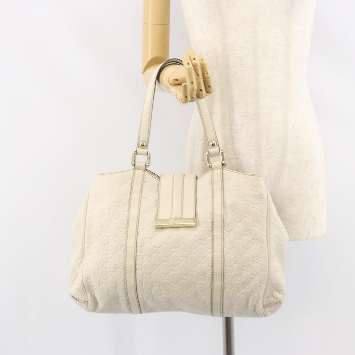 GUCCI GG Canvas Guccissima Guccissima Tote Bag Leather White Gold Auth bs32060