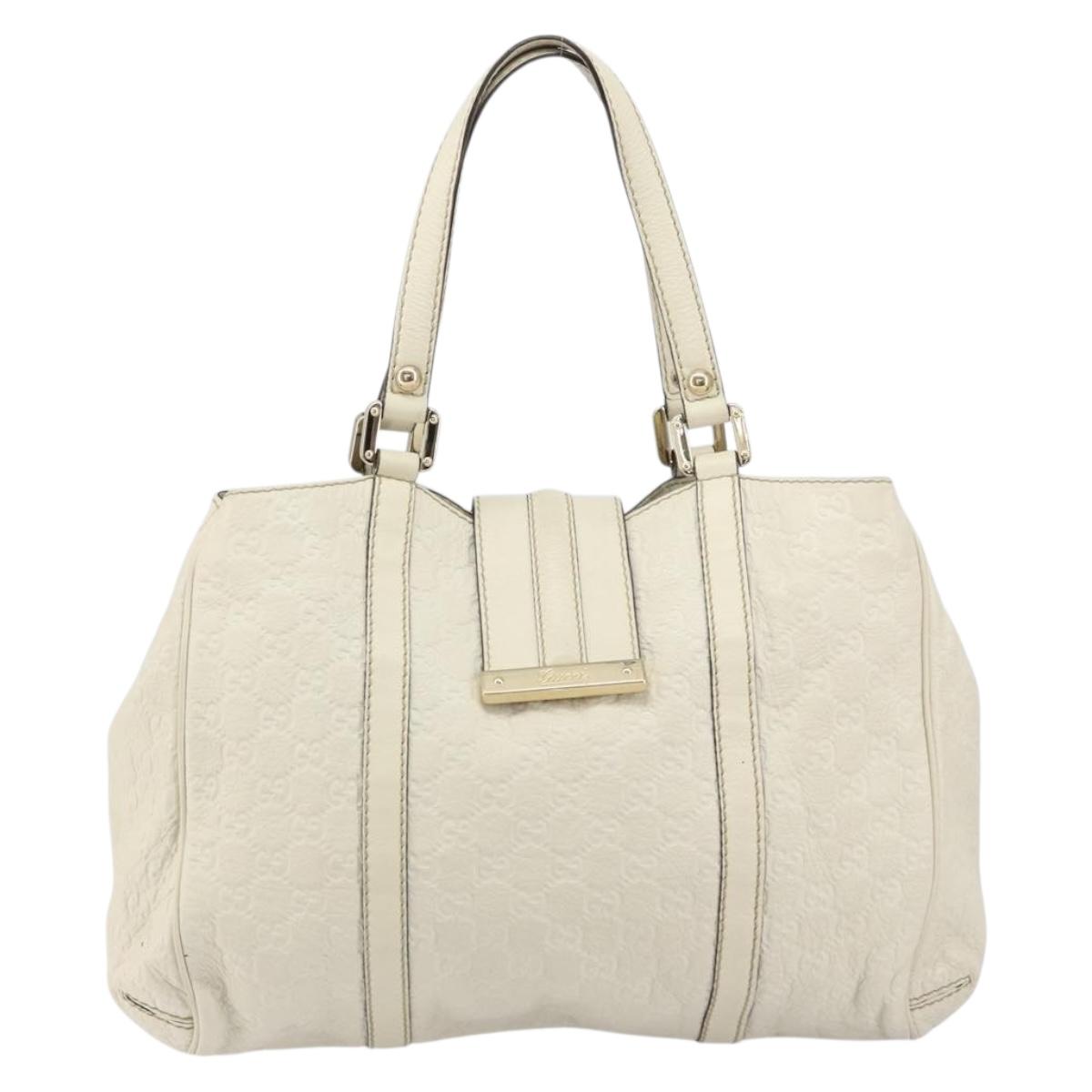 GUCCI GG Canvas Guccissima Guccissima Tote Bag Leather White Gold Auth bs32060