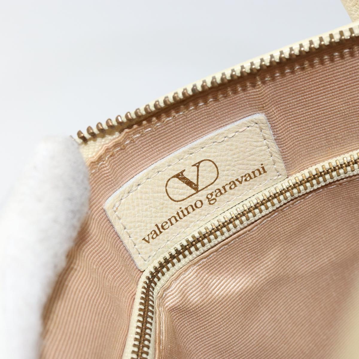 VALENTINO Hand Bag Leather 2way Beige Gold Auth bs32064