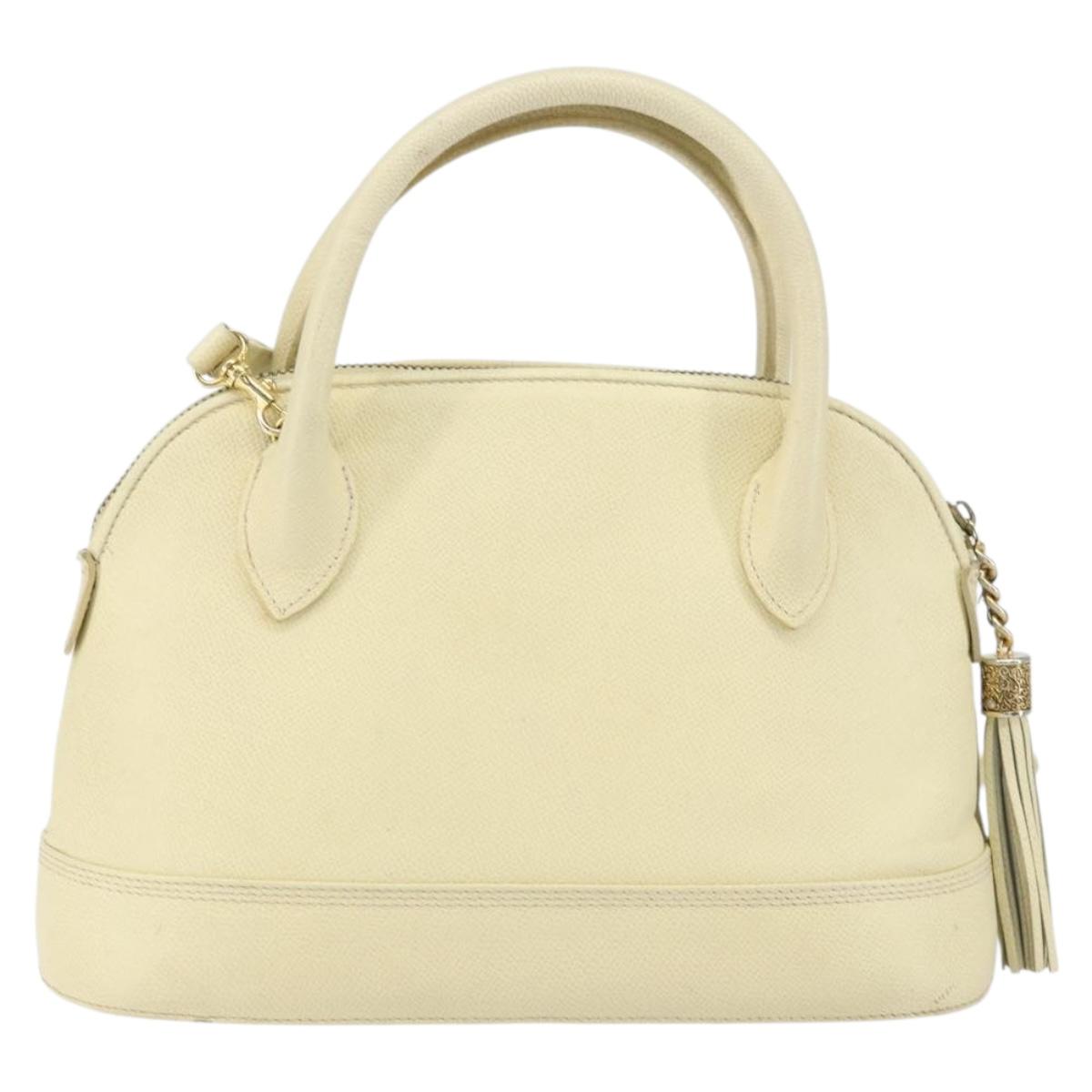 VALENTINO Hand Bag Leather 2way Beige Gold Auth bs32064