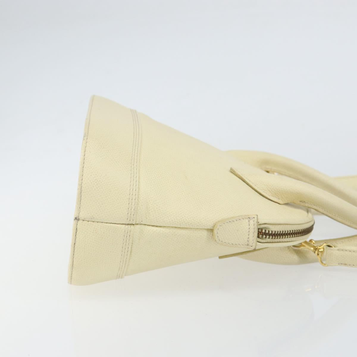 VALENTINO Hand Bag Leather 2way Beige Gold Auth bs32064