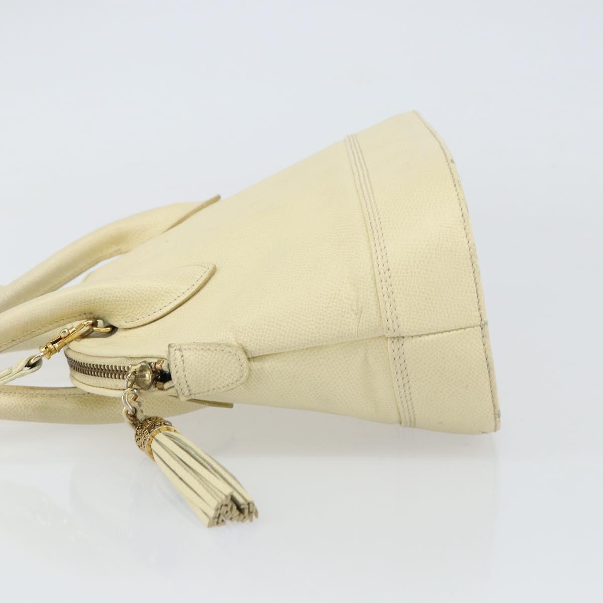 VALENTINO Hand Bag Leather 2way Beige Gold Auth bs32064