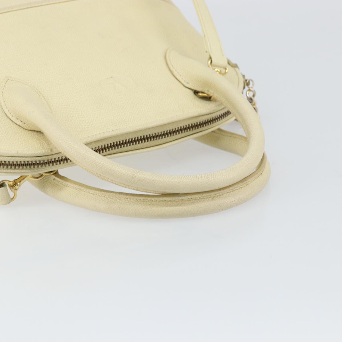 VALENTINO Hand Bag Leather 2way Beige Gold Auth bs32064