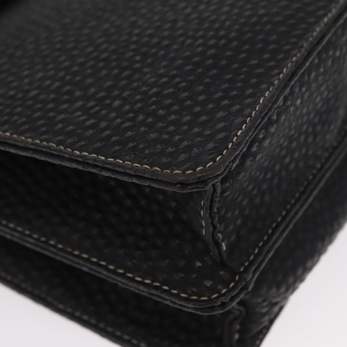 VALENTINO Shoulder Bag Leather Black Gold Auth bs32067