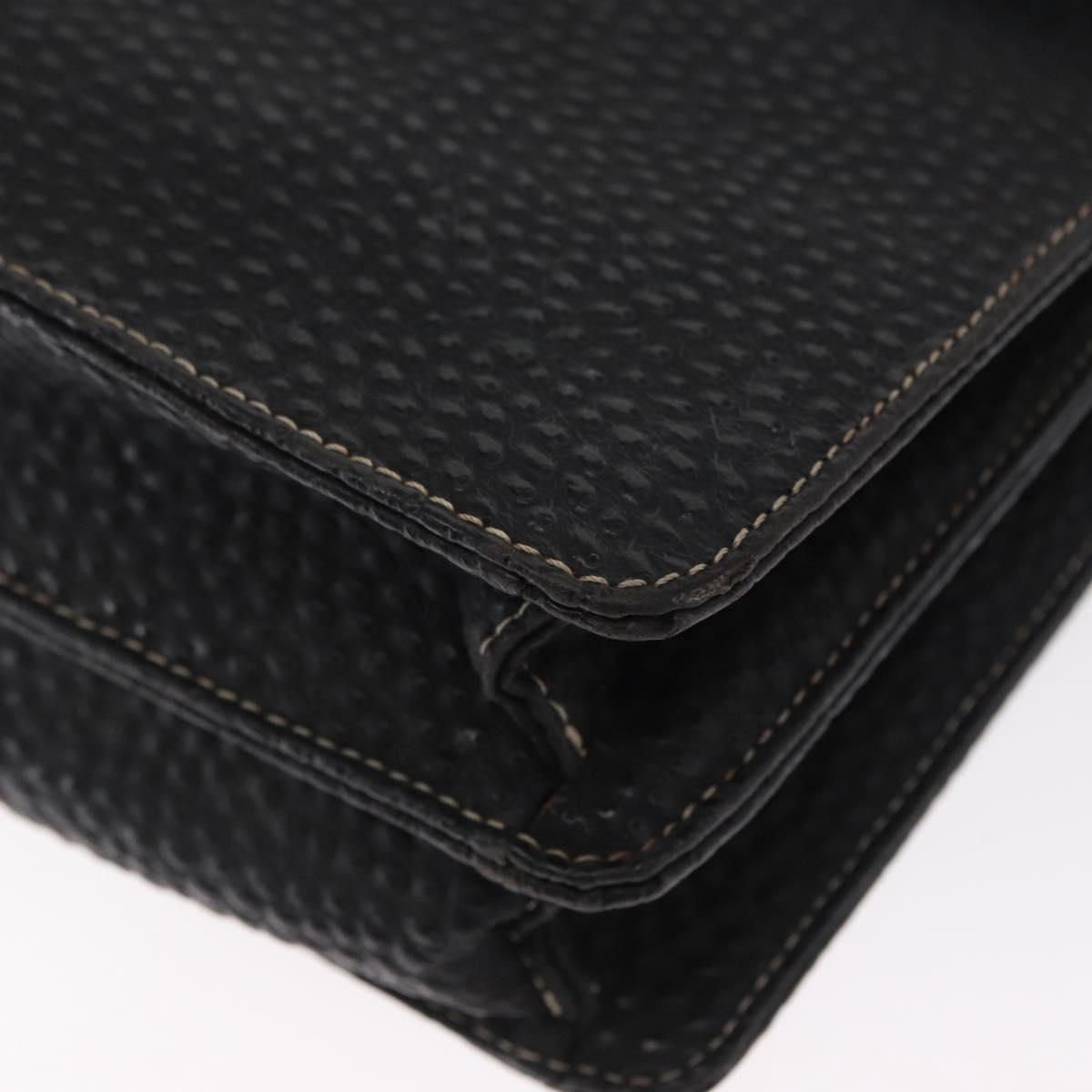 VALENTINO Shoulder Bag Leather Black Gold Auth bs32067