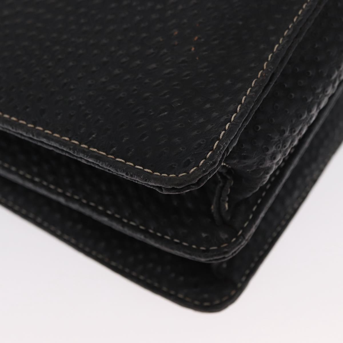 VALENTINO Shoulder Bag Leather Black Gold Auth bs32067