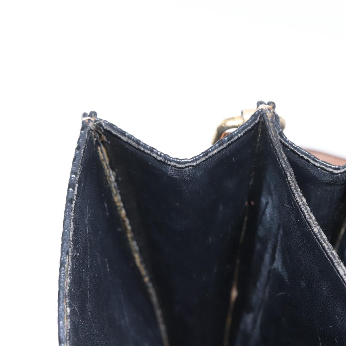 VALENTINO Shoulder Bag Leather Black Gold Auth bs32067