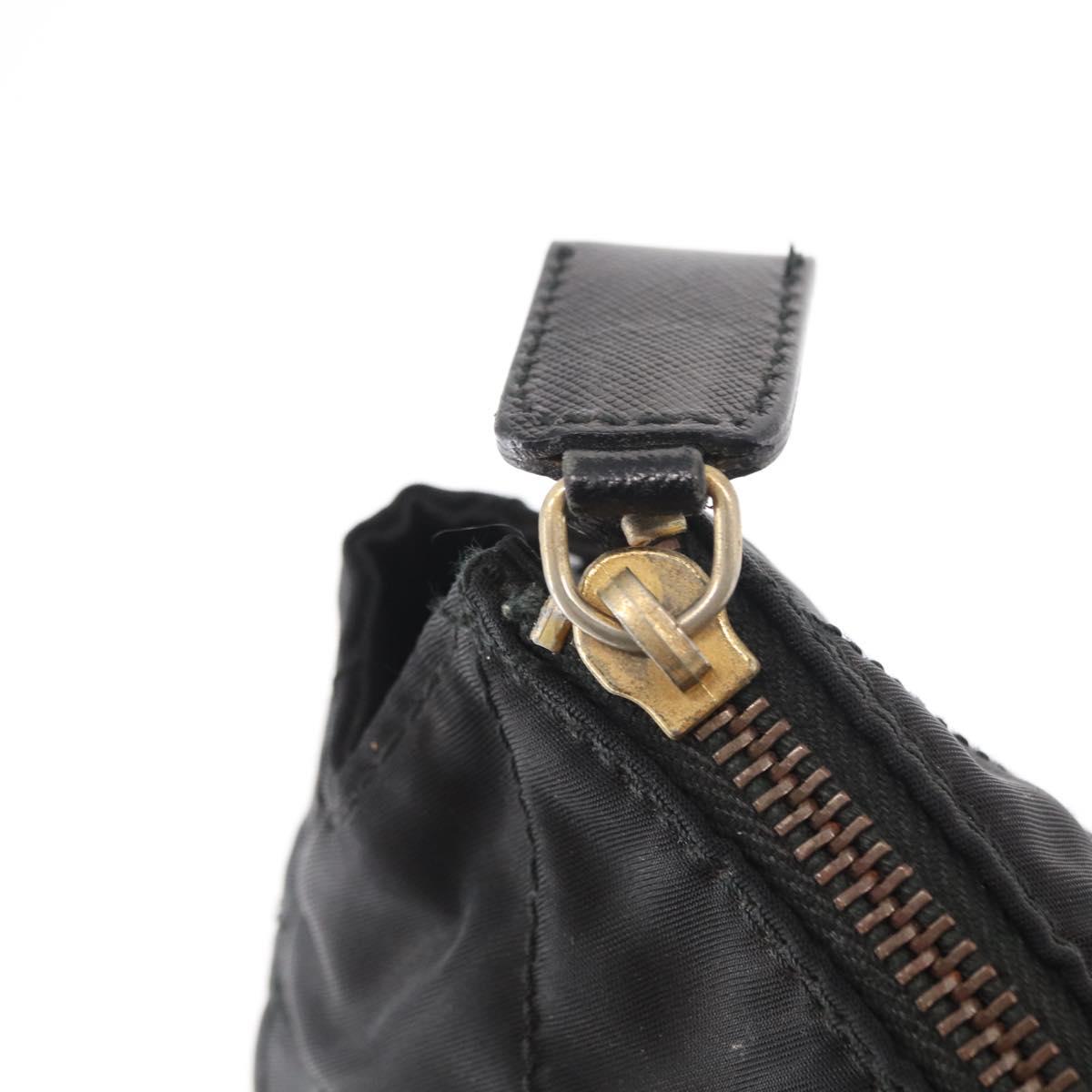 PRADA Chain Shoulder Bag Nylon Black Gold Auth bs32069