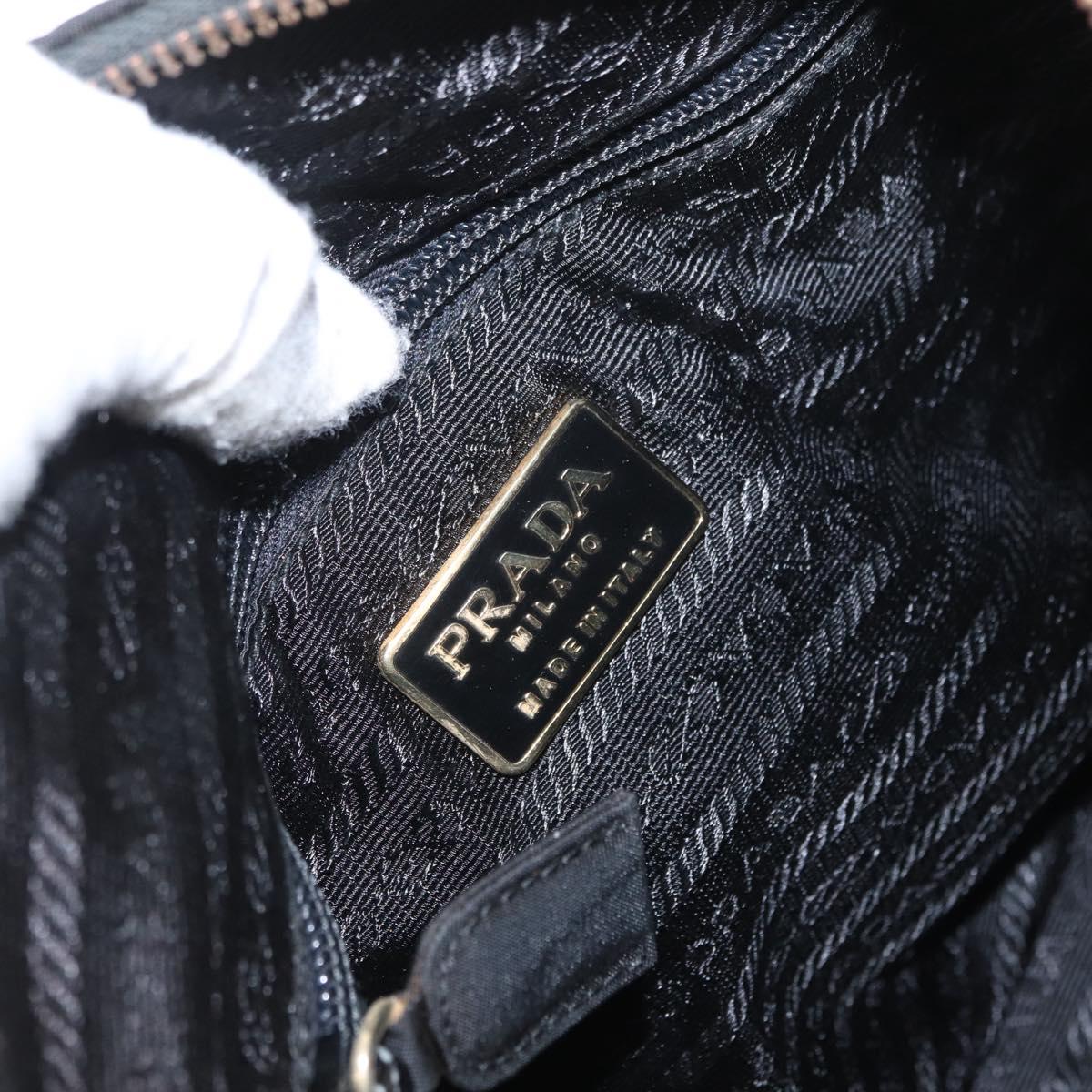PRADA Chain Shoulder Bag Nylon Black Gold Auth bs32069