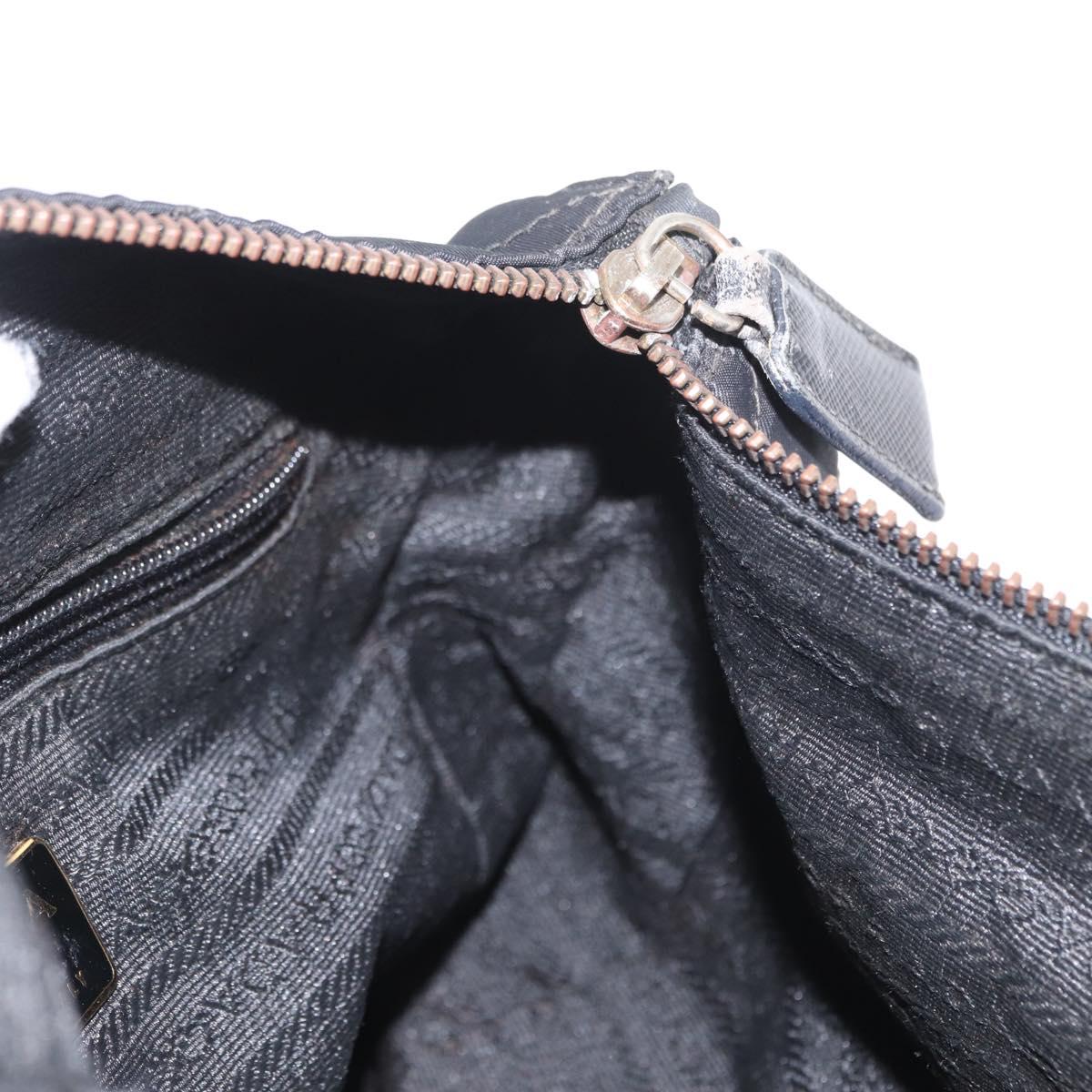 PRADA Chain Shoulder Bag Nylon Black Gold Auth bs32070