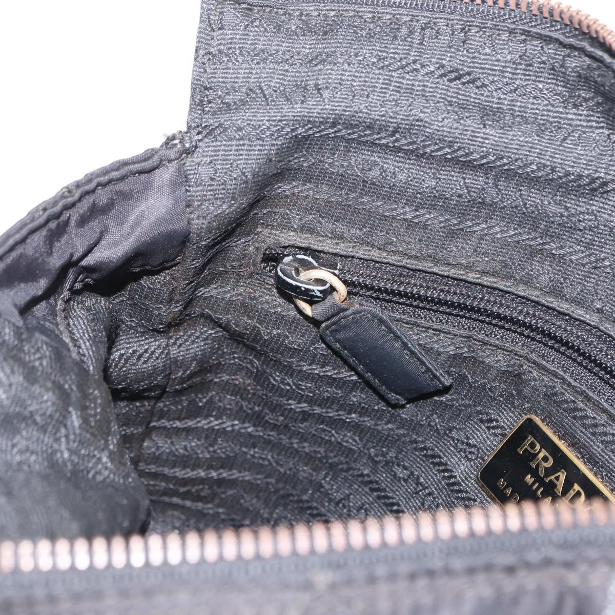 PRADA Chain Shoulder Bag Nylon Black Gold Auth bs32070