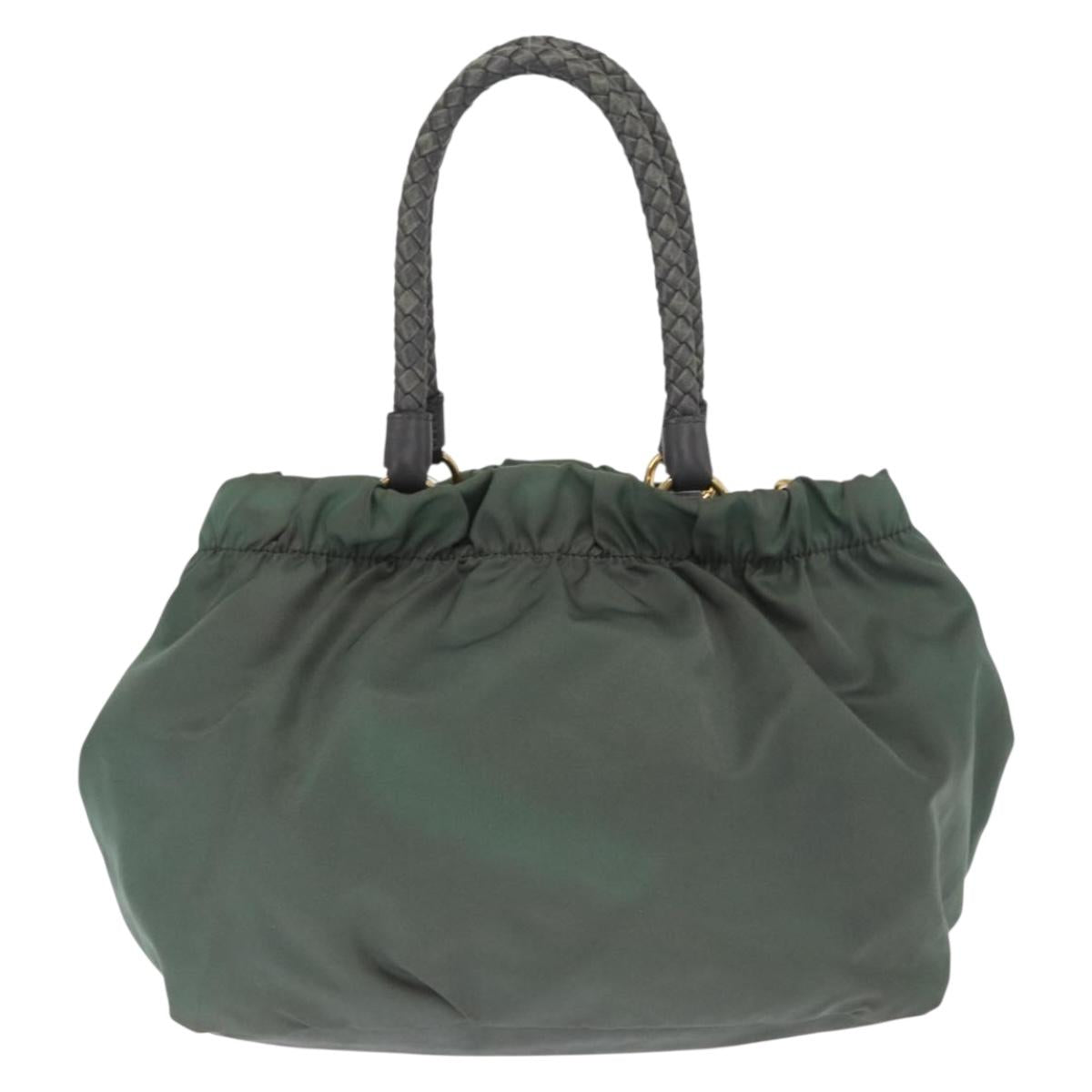 PRADA Tote Bag Nylon 2way Khaki Gold Auth bs32071