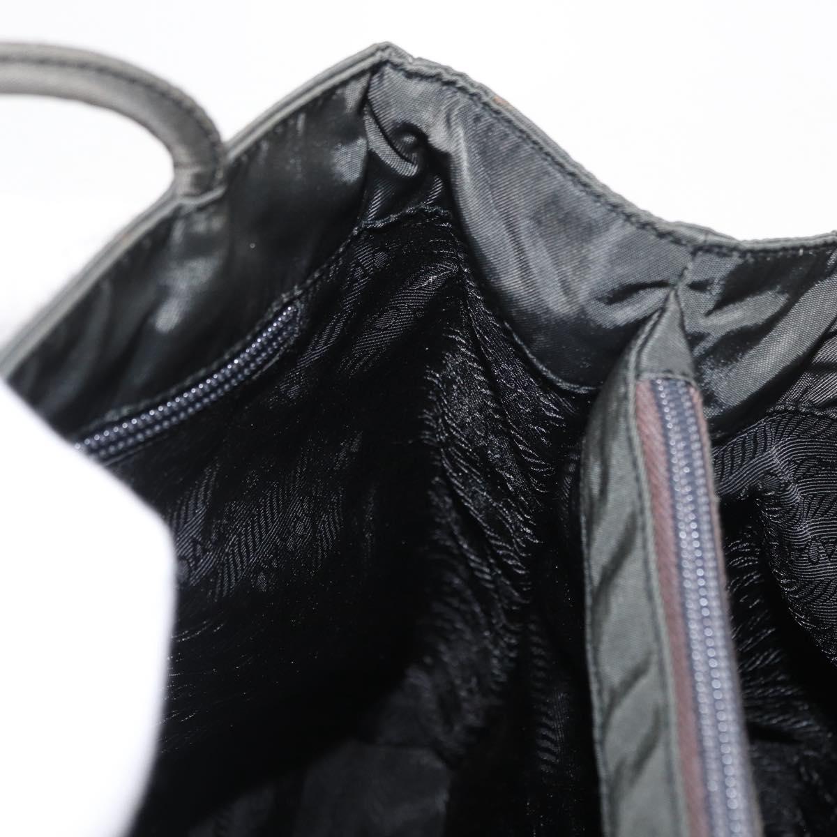 PRADA Tote Bag Nylon Khaki Silver Auth bs32072