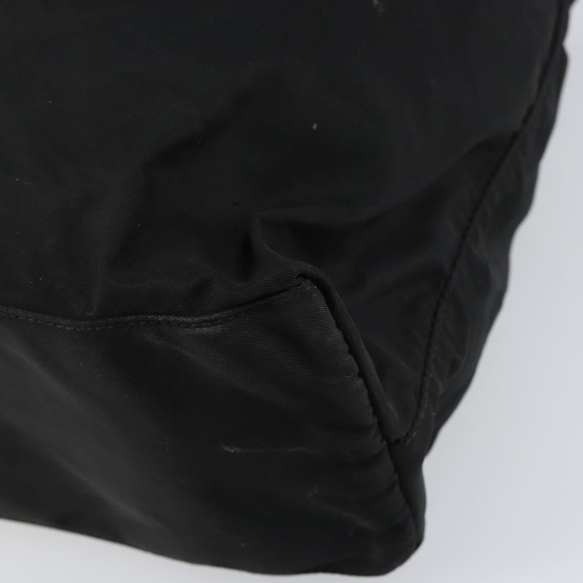 PRADA Tote Bag Nylon Black Silver Auth bs32076