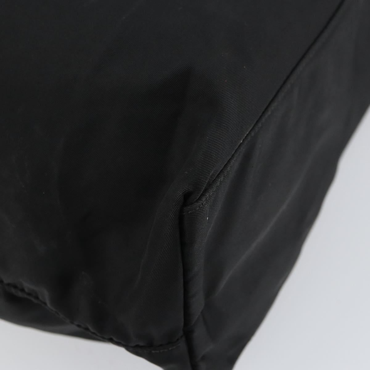 PRADA Tote Bag Nylon Black Silver Auth bs32076
