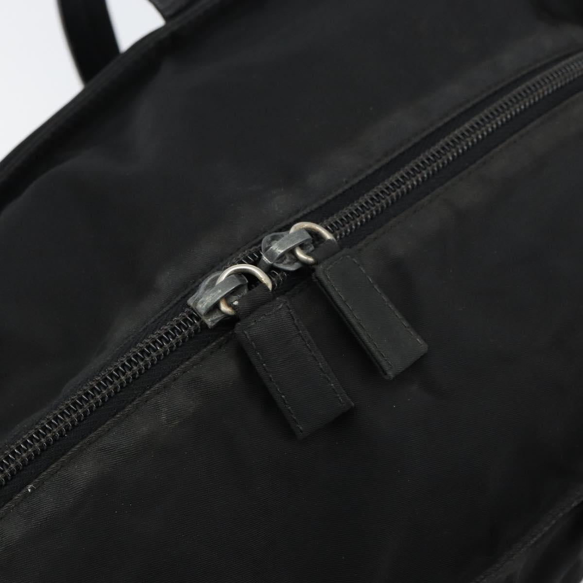 PRADA Tote Bag Nylon Black Silver Auth bs32076
