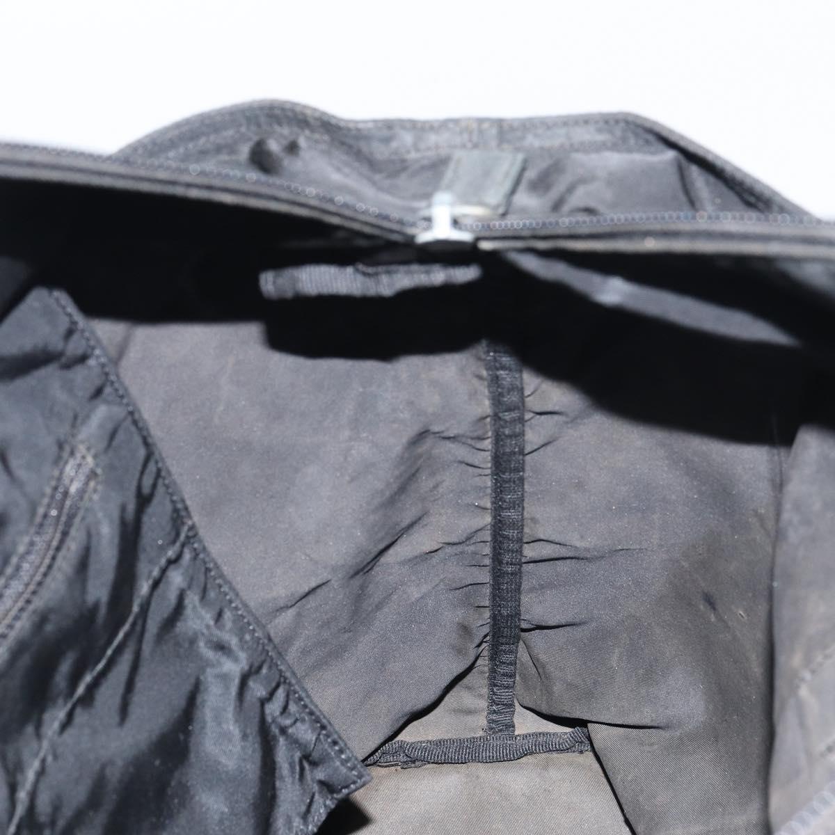PRADA Tote Bag Nylon Black Silver Auth bs32076