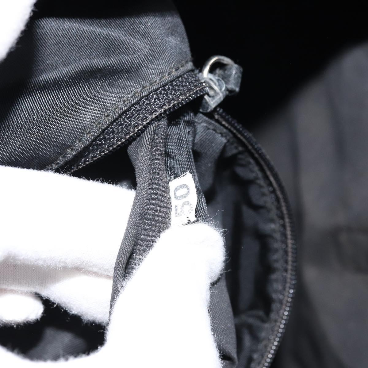 PRADA Tote Bag Nylon Black Silver Auth bs32076